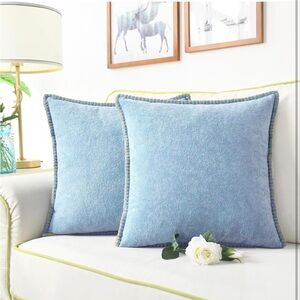 Set of Two Light Blue Throw Covers